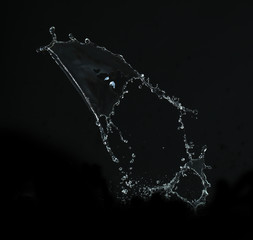 Water splash on black background