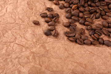 Coffee beans on table close-up