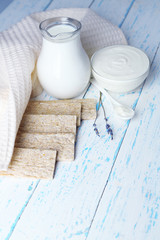 Homemade yogurt and tasty Tasty crispbread