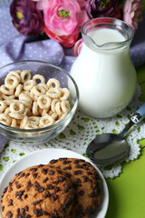 Homemade yogurt and delicious  cereals in bowl