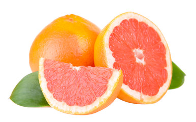 Naklejka na ściany i meble Ripe grapefruit isolated on white