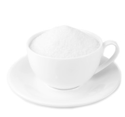 Sugar in cup isolated on white