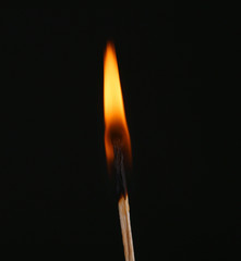 Burning match isolated on black