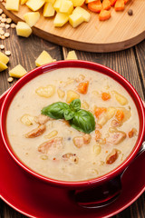 Pea soup with bacon and sausage