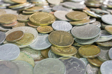 Heap Of Mixed Coins Money.