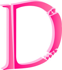 3D Alphabet Letter D Love Concept Vector