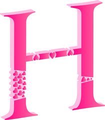 3D Alphabet Letter H Love Concept Vector