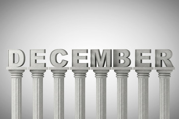 December month sign on a classic columns