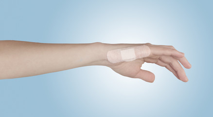 Fototapeta na wymiar Adhesive Healing plaster on finger.