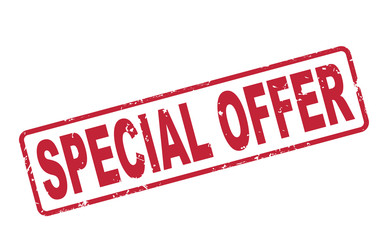 stamp special offer with red text on white