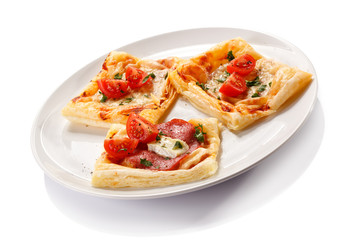 Mini pizza on white background