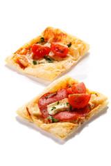Mini pizza on white background