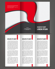 Vector empty trifold brochure print template red design - 63194782