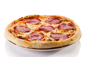 Pizza on white background