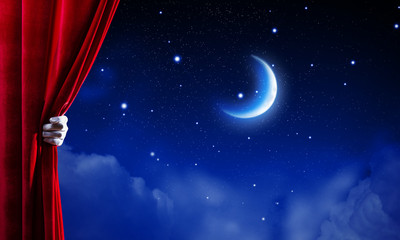 Naklejka premium Opened curtain