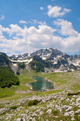 Mountain peaks with lake