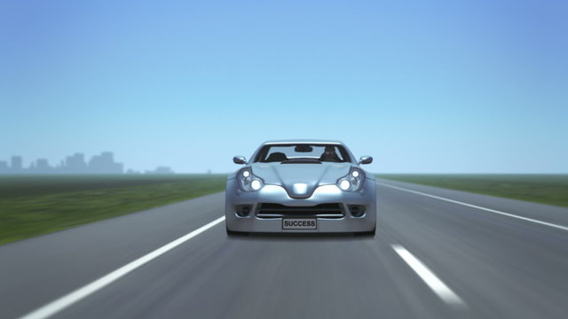 Silver Sports Car (front, with plate)