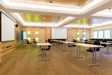 modern wooden teaching lesson class or conference room