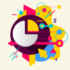 Fototapeta premium Pie chart on abstract colorful spotted background with different