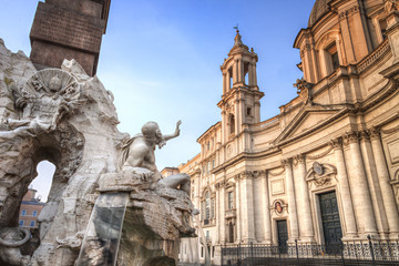 Fototapeta na wymiar Bernini statue in piazza Navona, Rome