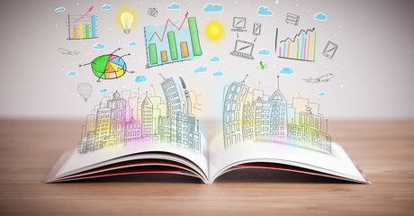 drawing of a business scheme on an opened book