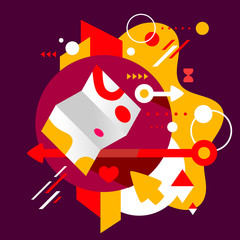 Map on abstract dark colorful spotted background with different