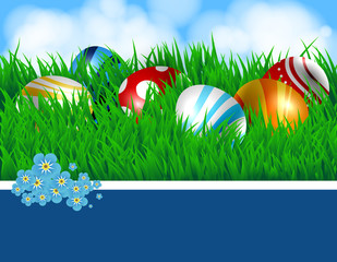 Easter eggs and ribbon