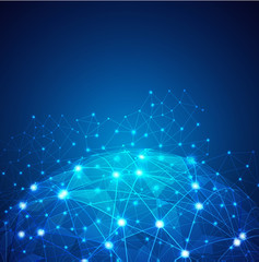 Fototapeta premium Global Digital mesh network, vector illustration