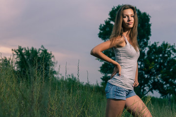 Fototapeta premium Women outdoors evening shot