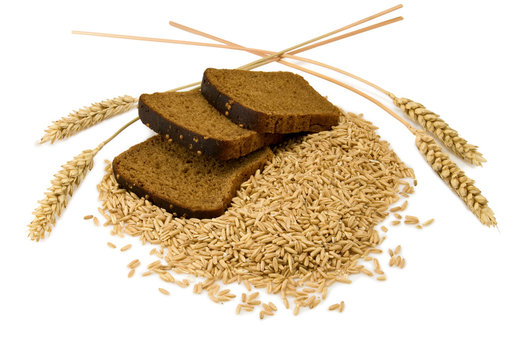 Isolated image of bread and wheat closeup
