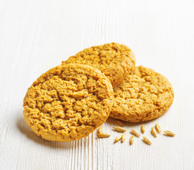 Oatmeal cookies on wooden table