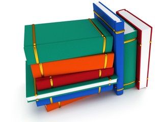 Stack of Books on white background. 3d render