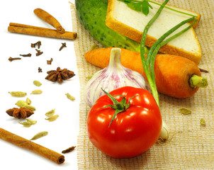 Isolated image of different vegetables on a white background