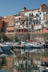 Port and old town in an italian sea place