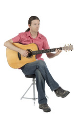 Guitarist  with his guitar, portrait view