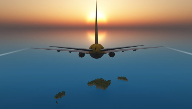 avion de pasajeros e islas