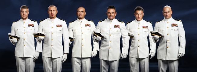 group of 6 handsome captain sea ship