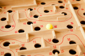 Board game, selective focus on the ball