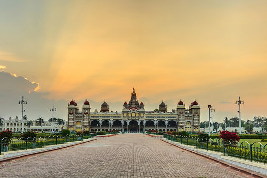 sunset at Mysore Palace, India