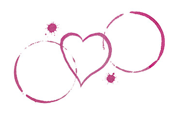 Table for Two Wine Stains and Heart Dating Concept