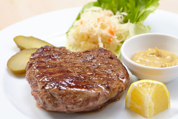 steak with cabbage salad