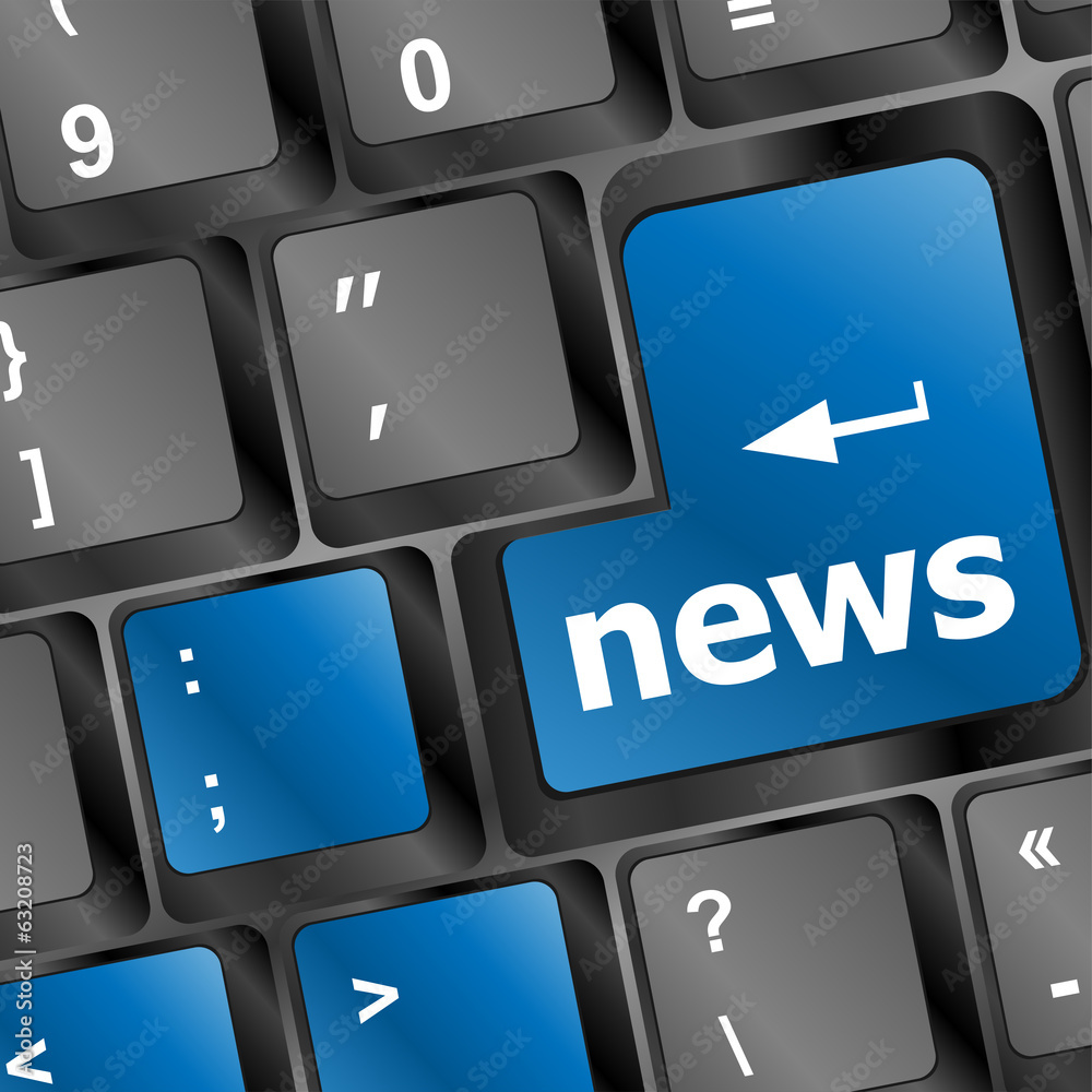 Poster news text on a button keyboard keys