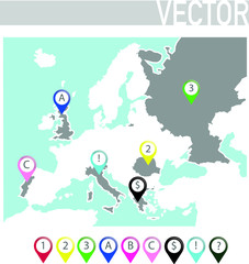 Fototapeta premium Europe map with pins