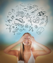 Young relaxed woman thinking of her plans closeup portrait and s