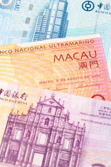 Macau pataca money banknote close-up