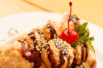 profiteroles with chocolate