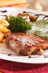 Grilled steak with french fries