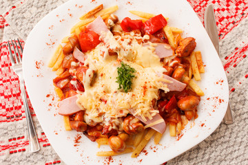french fries with vegetables