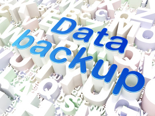Information concept: Data Backup on alphabet background