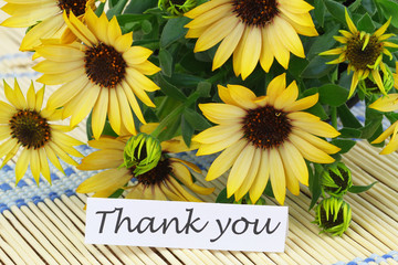 Thank you card with yellow daisies